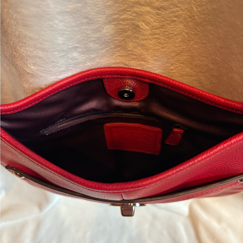 Coach Cherry Red Leather Shoulder Bag NWT - Picture 6 of 8